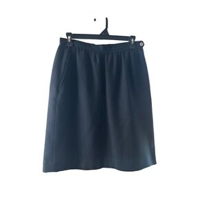 Evan-Picone Vintage Black Wool Blend A-Line Skirt Side Pockets Size 14 USA Made